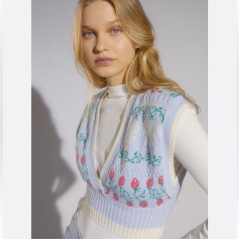 Urban Outfitters Strawberry Cropped Sweater Vest